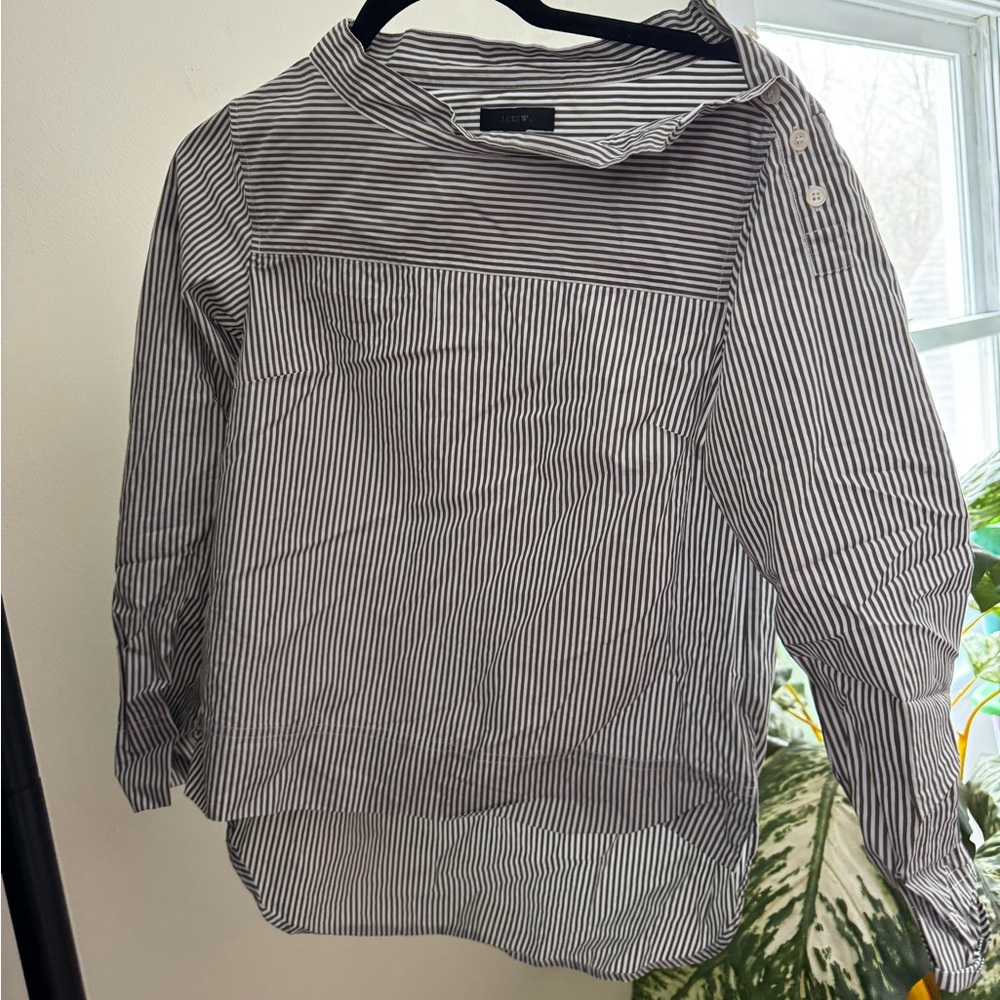 Striped Button-Detail J Crew Blouse